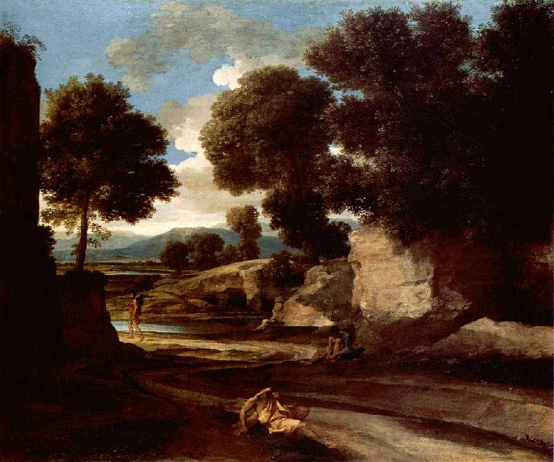 Nicolas Poussin Landscape with Travellers Resting France oil painting art